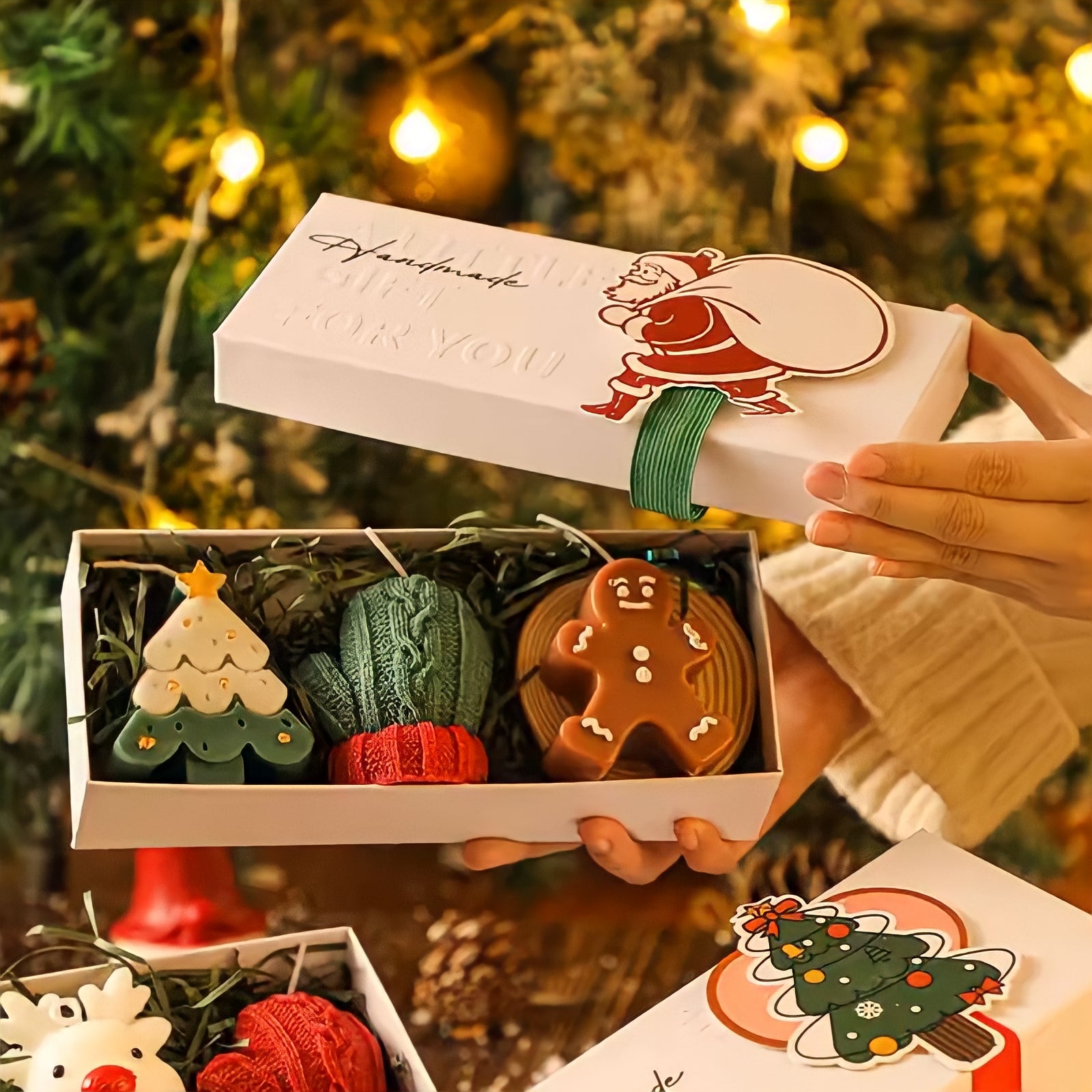 Christmas design candle set of 3