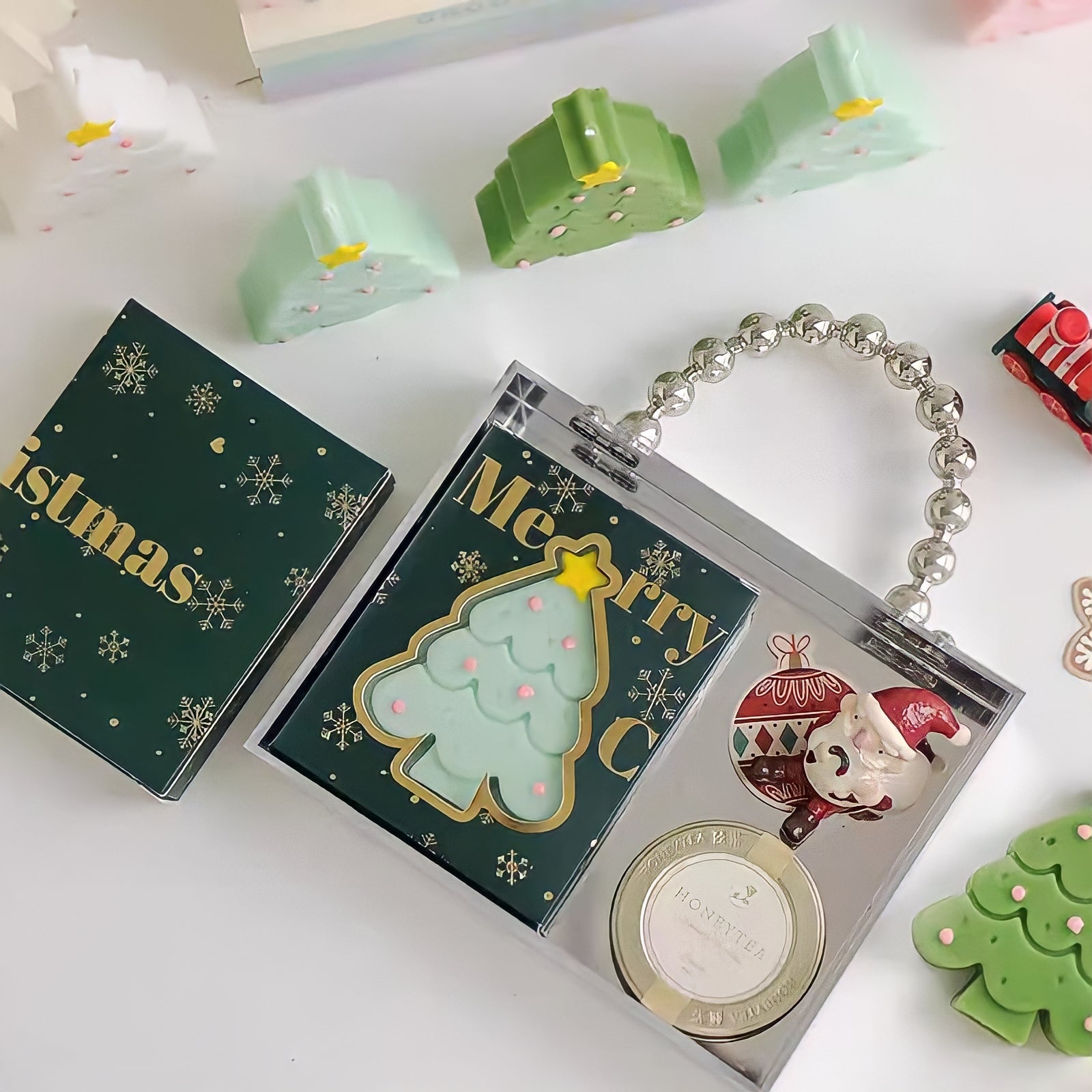 Macaron-colored Christmas tree candle