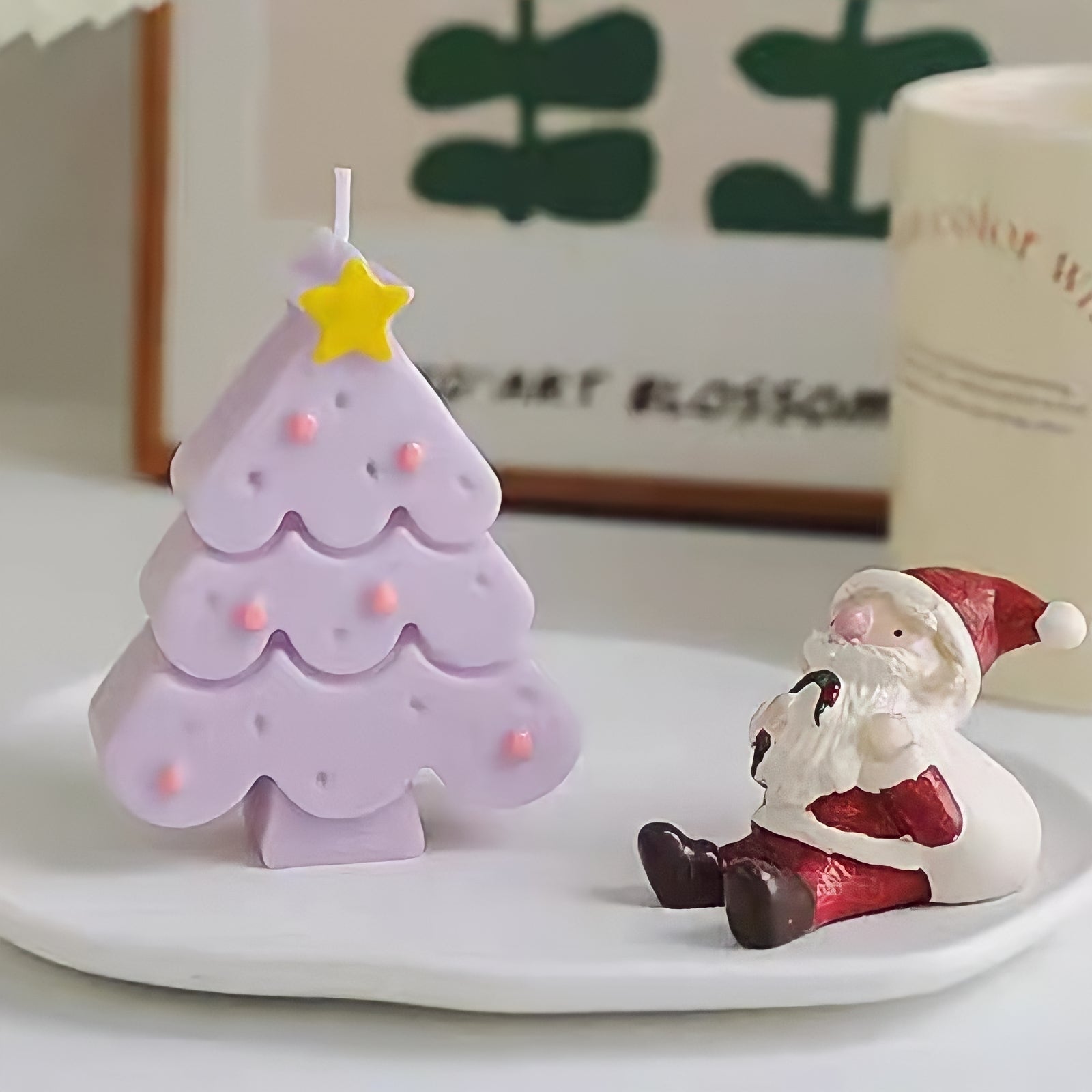 Macaron-colored Christmas tree candle