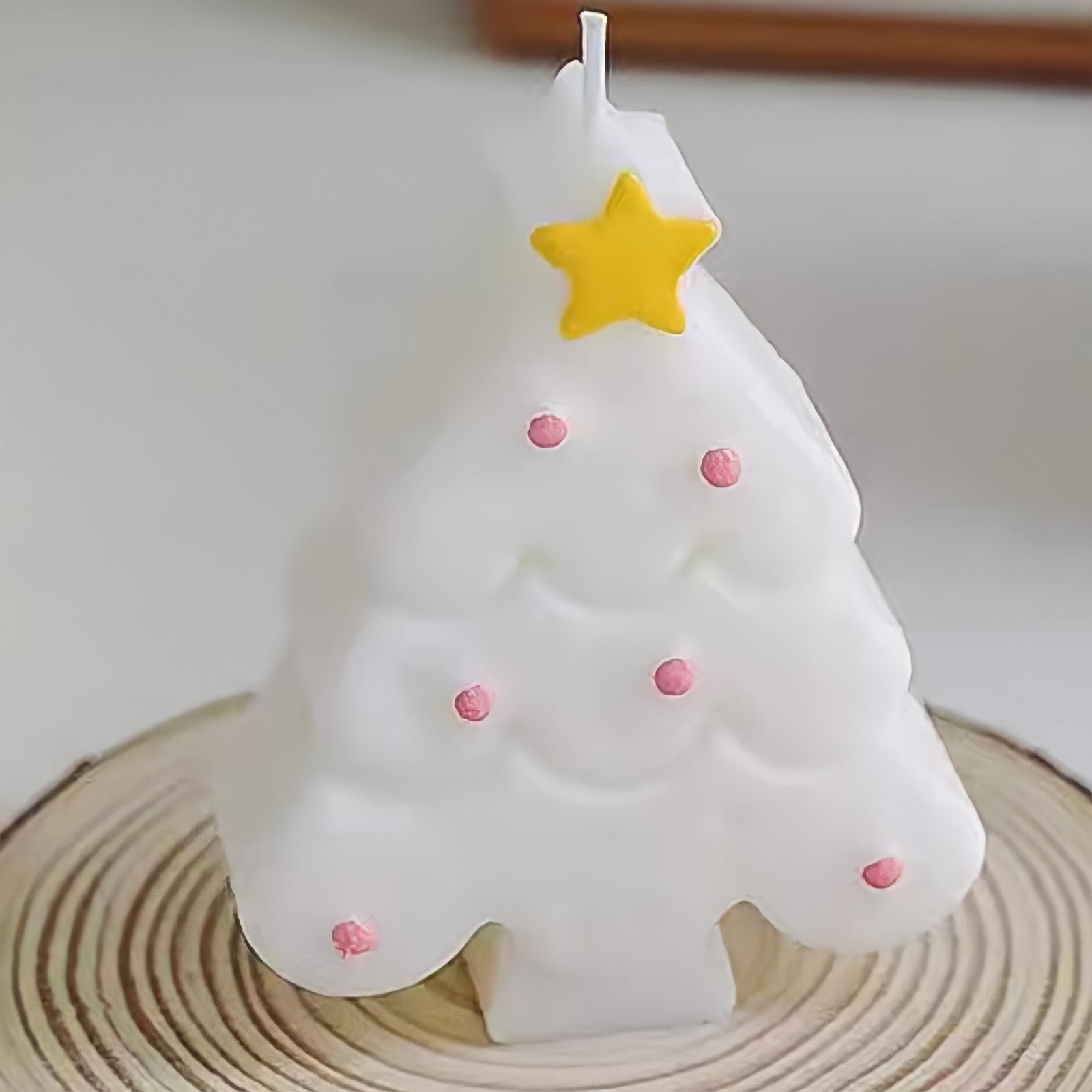 Macaron-colored Christmas tree candle