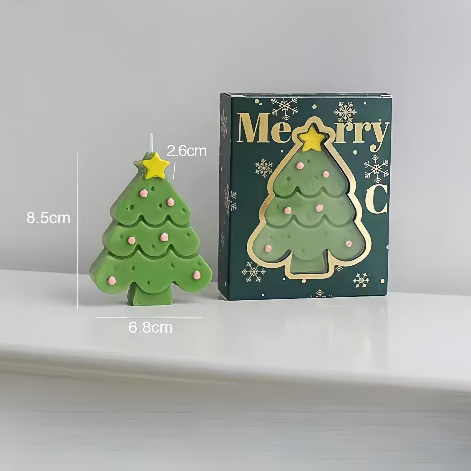 Macaron-colored Christmas tree candle