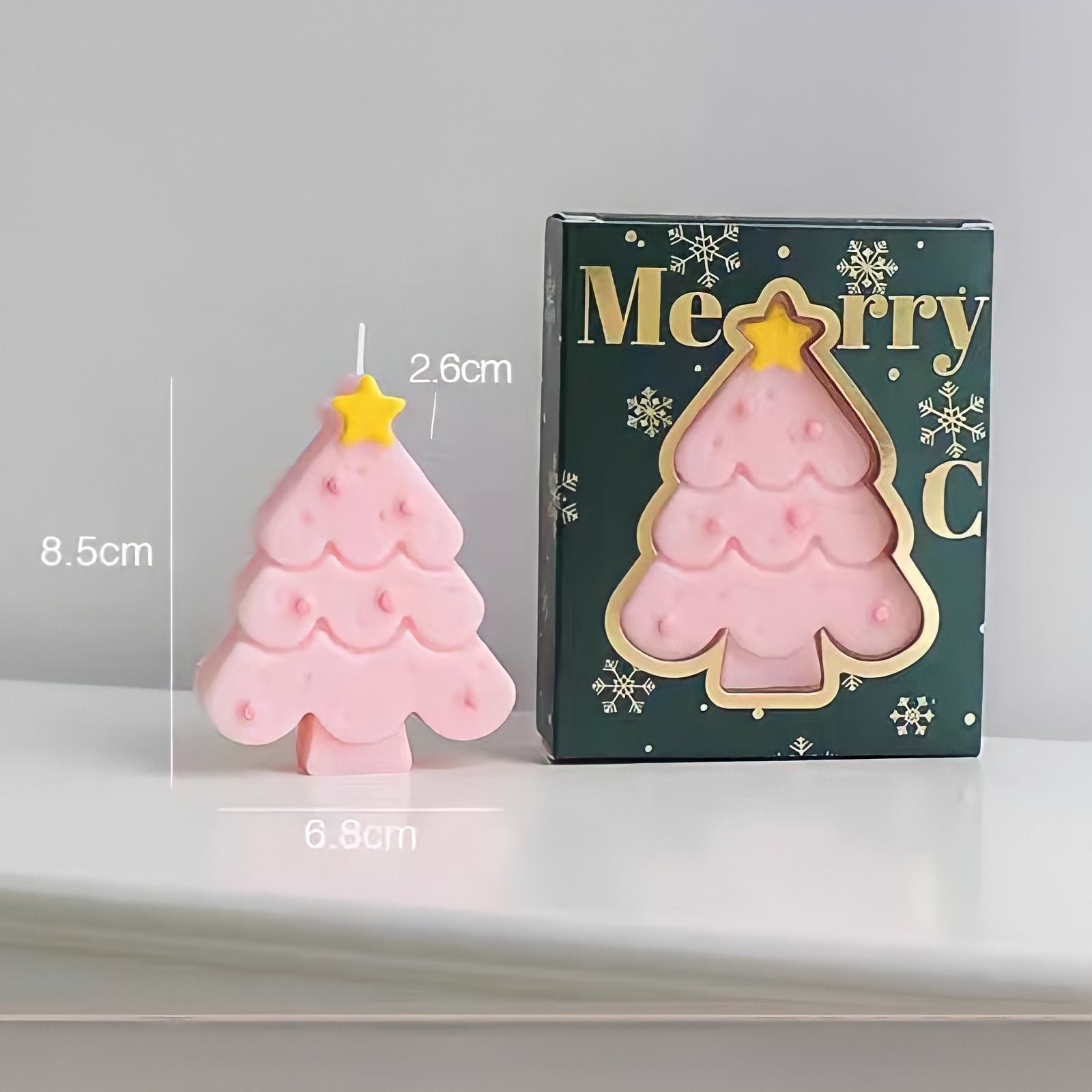 Macaron-colored Christmas tree candle