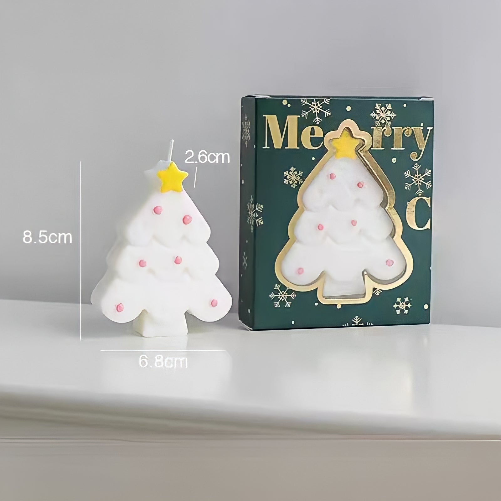 Macaron-colored Christmas tree candle