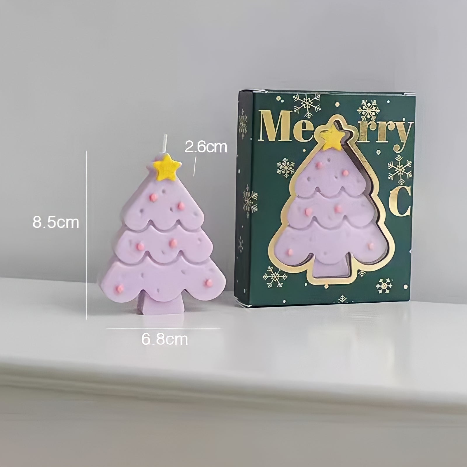 Macaron-colored Christmas tree candle