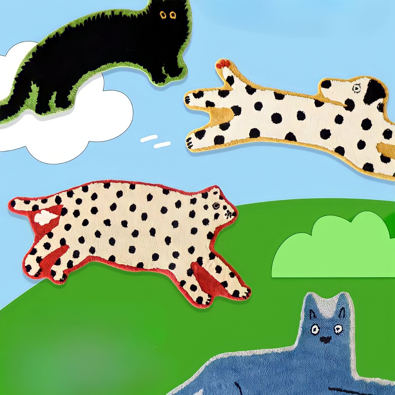 Animal illustration rug mat