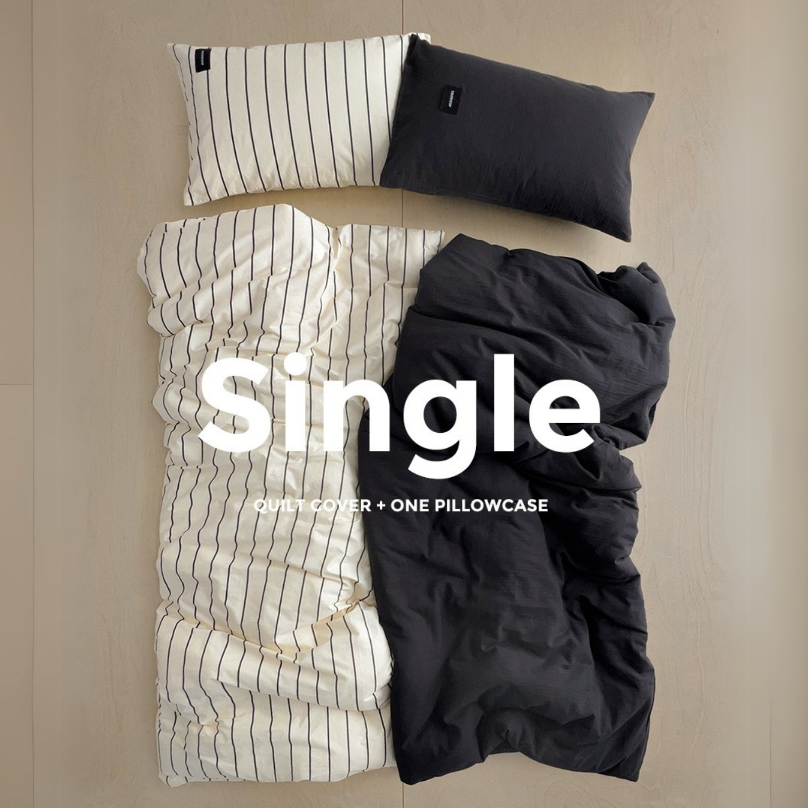 シングル布団カバー枕カバーセット パラレルブラック