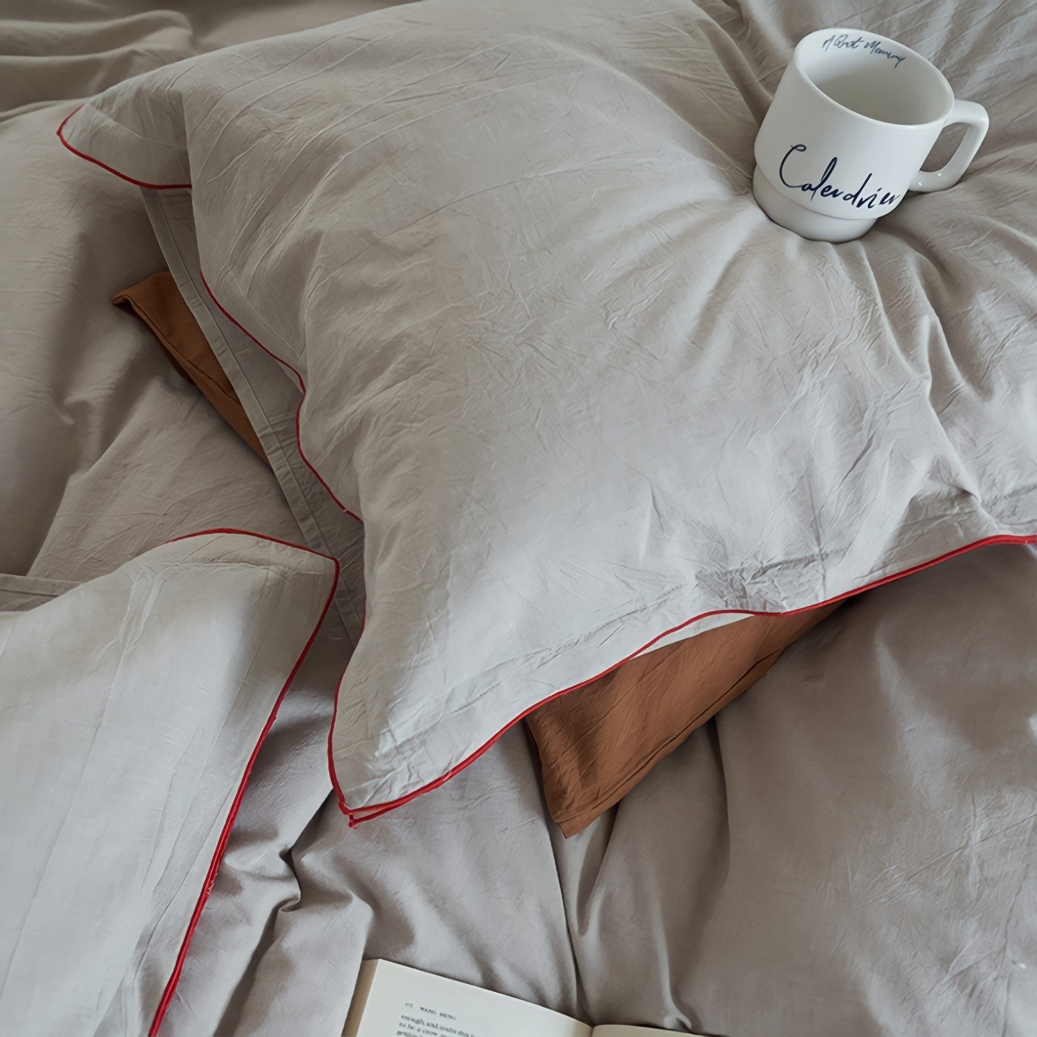 パイピングウォッシュドコットン寝具セット 