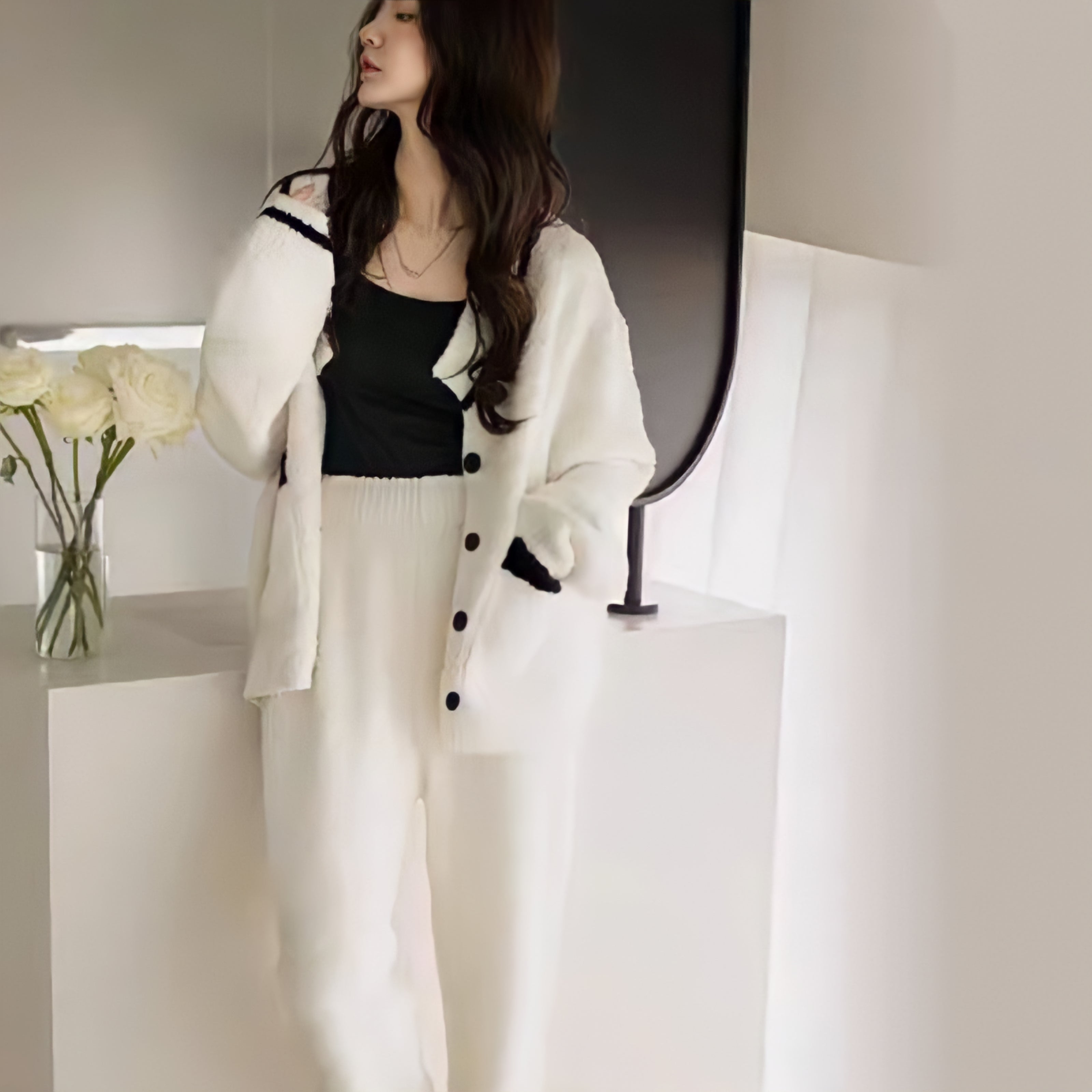 ふわもこブラックラインルームウェア