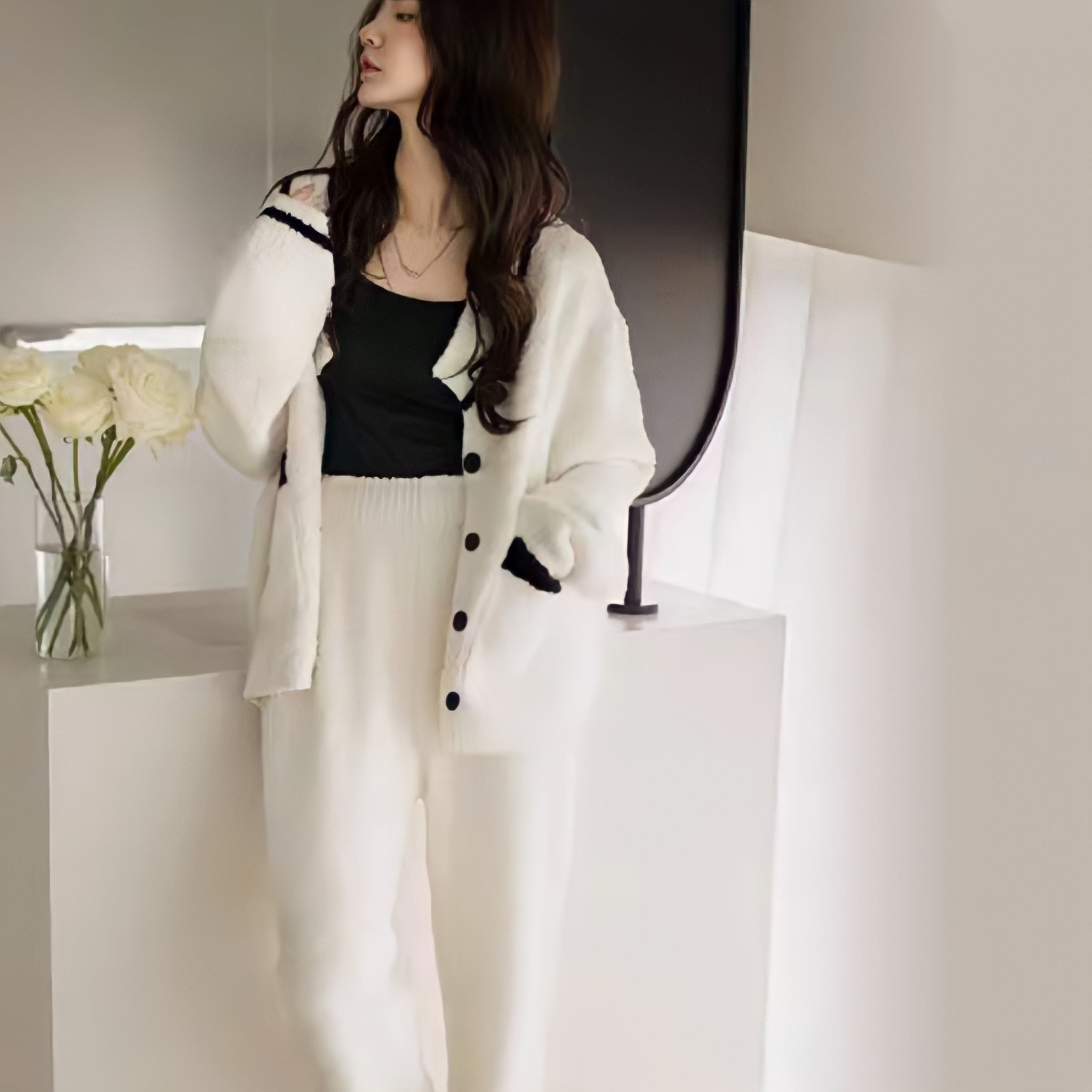 ふわもこブラックラインルームウェア