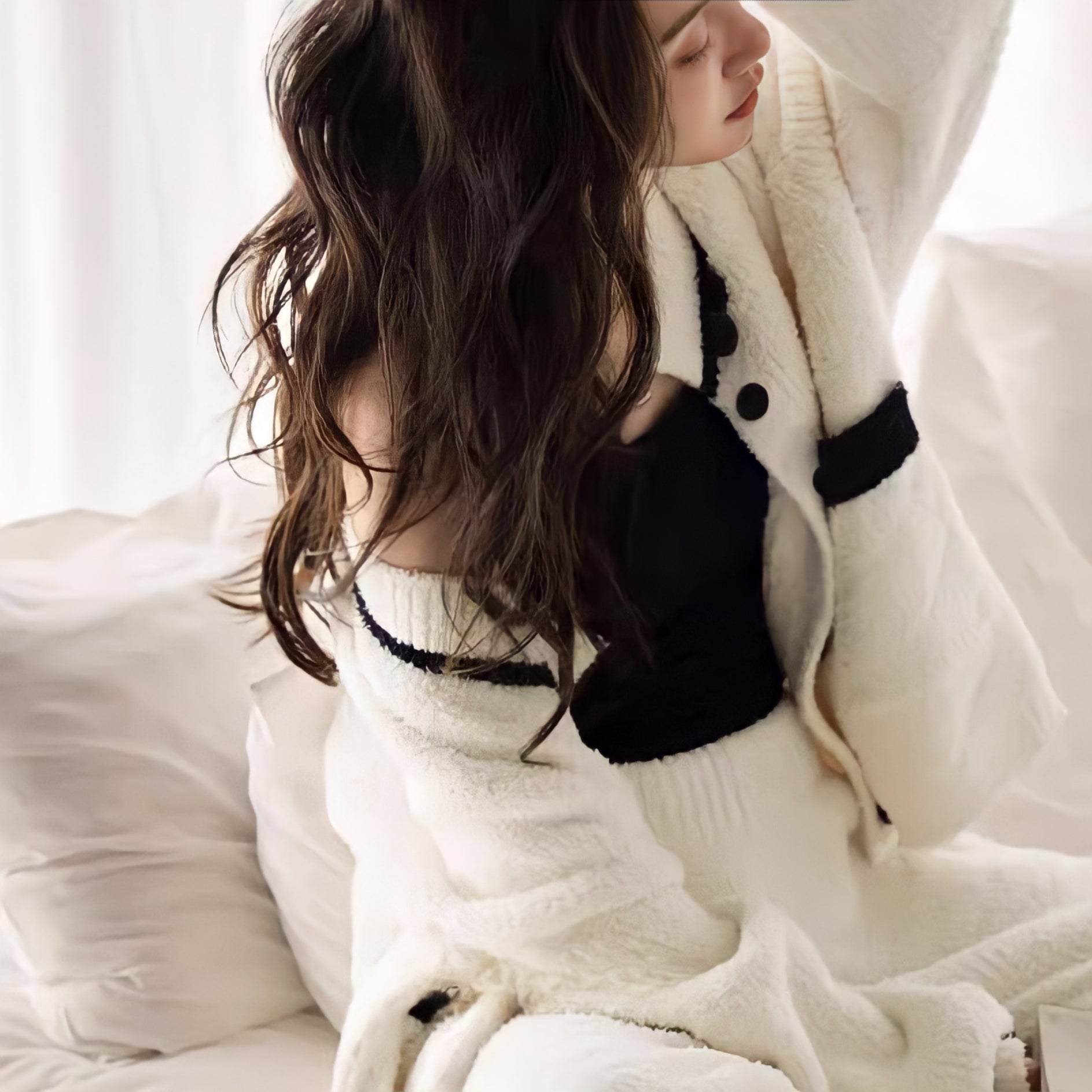 ふわもこブラックラインルームウェア