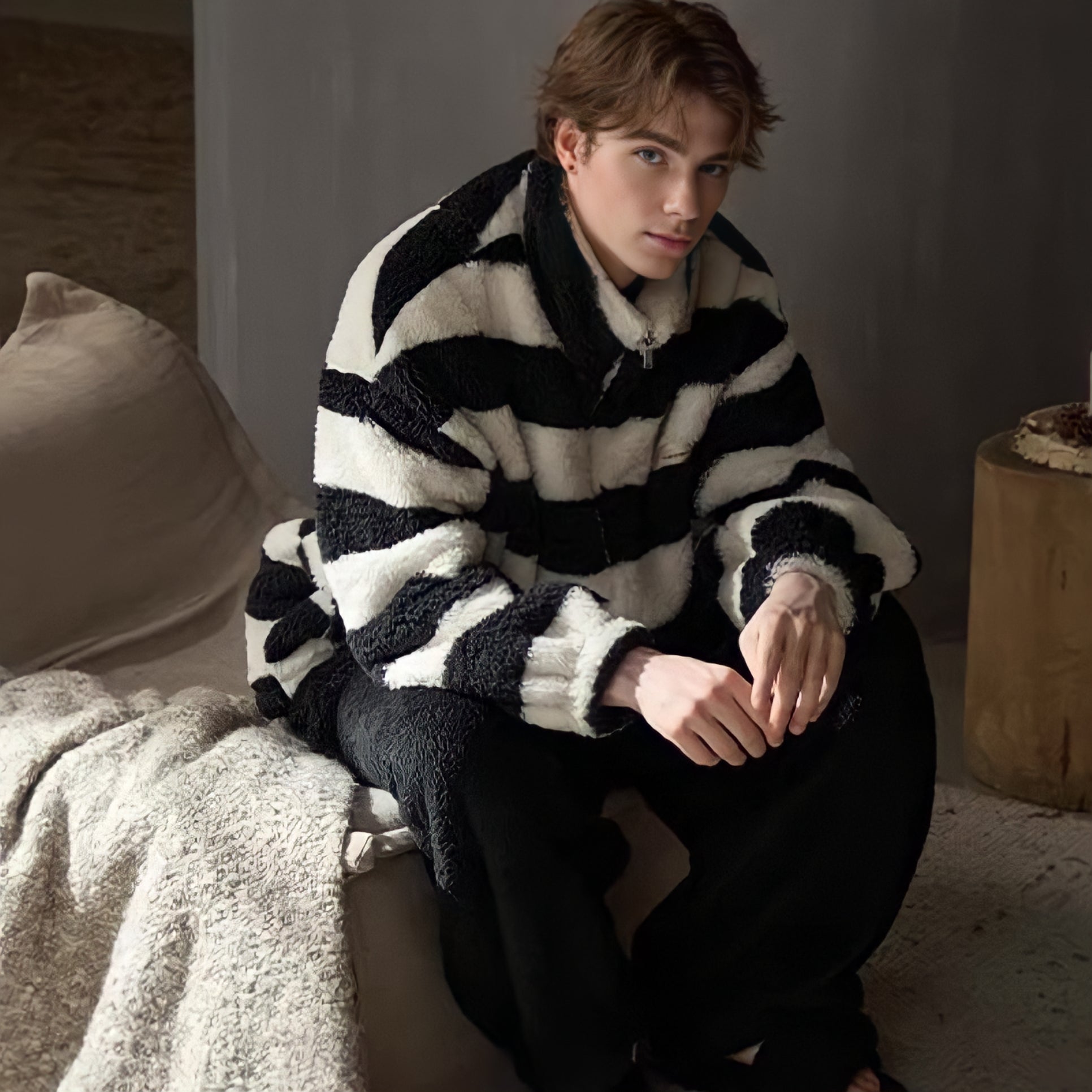 ヘビーふわもこボーダールームウェア