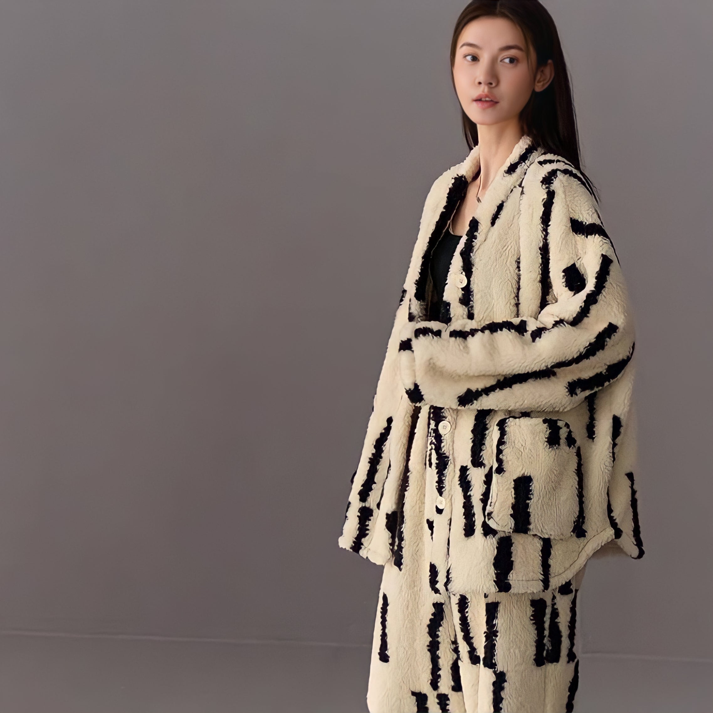 ヘビーふわもこストライプルームウェア