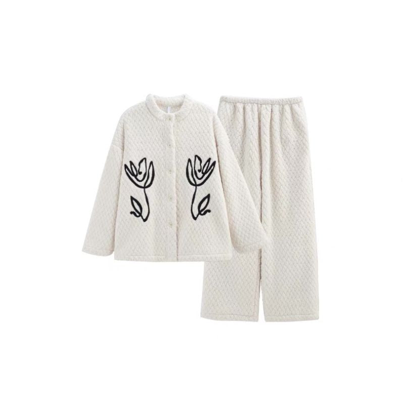 ふわもこフラワー刺繍ルームウェア