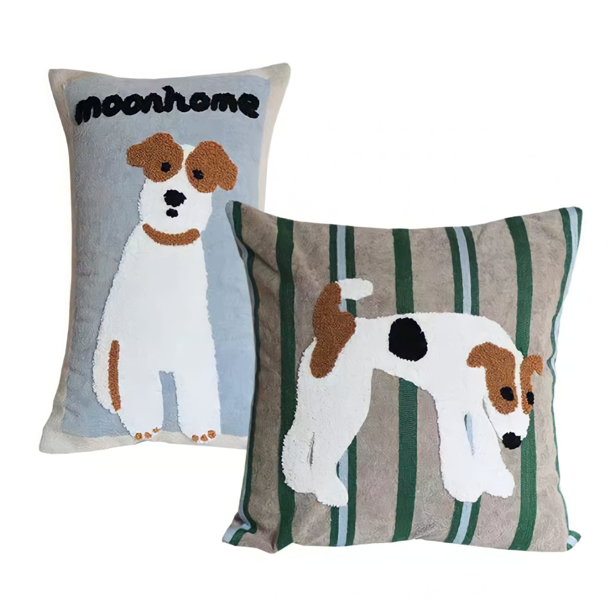 Terrier illustration embroidered cushion