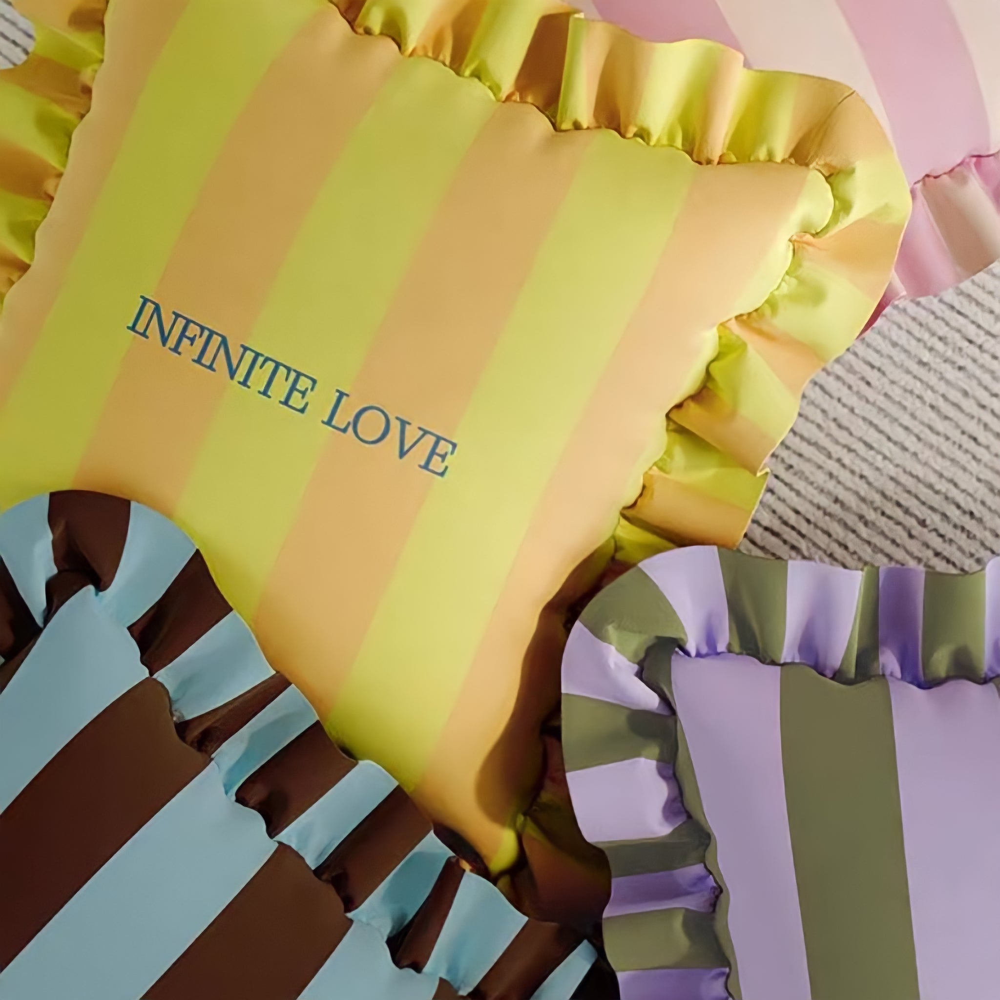 Striped frill colorful cushion
