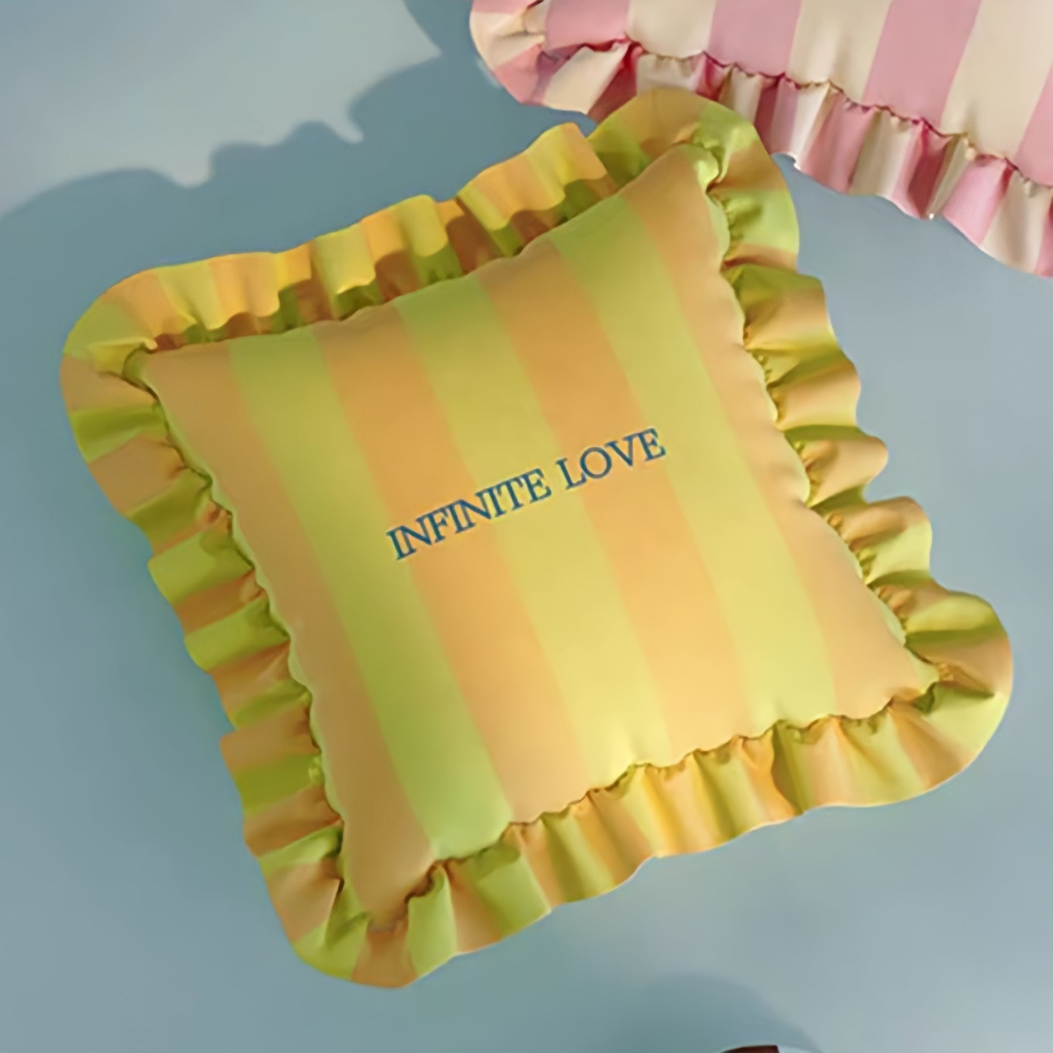 Striped frill colorful cushion