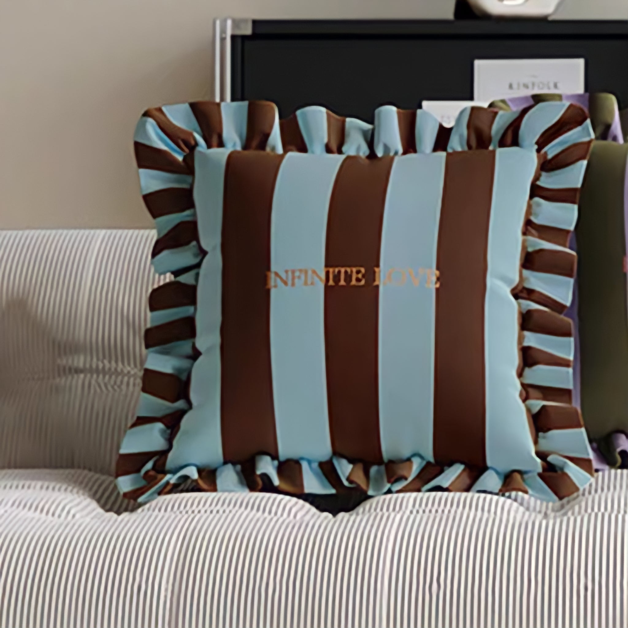 Striped frill colorful cushion