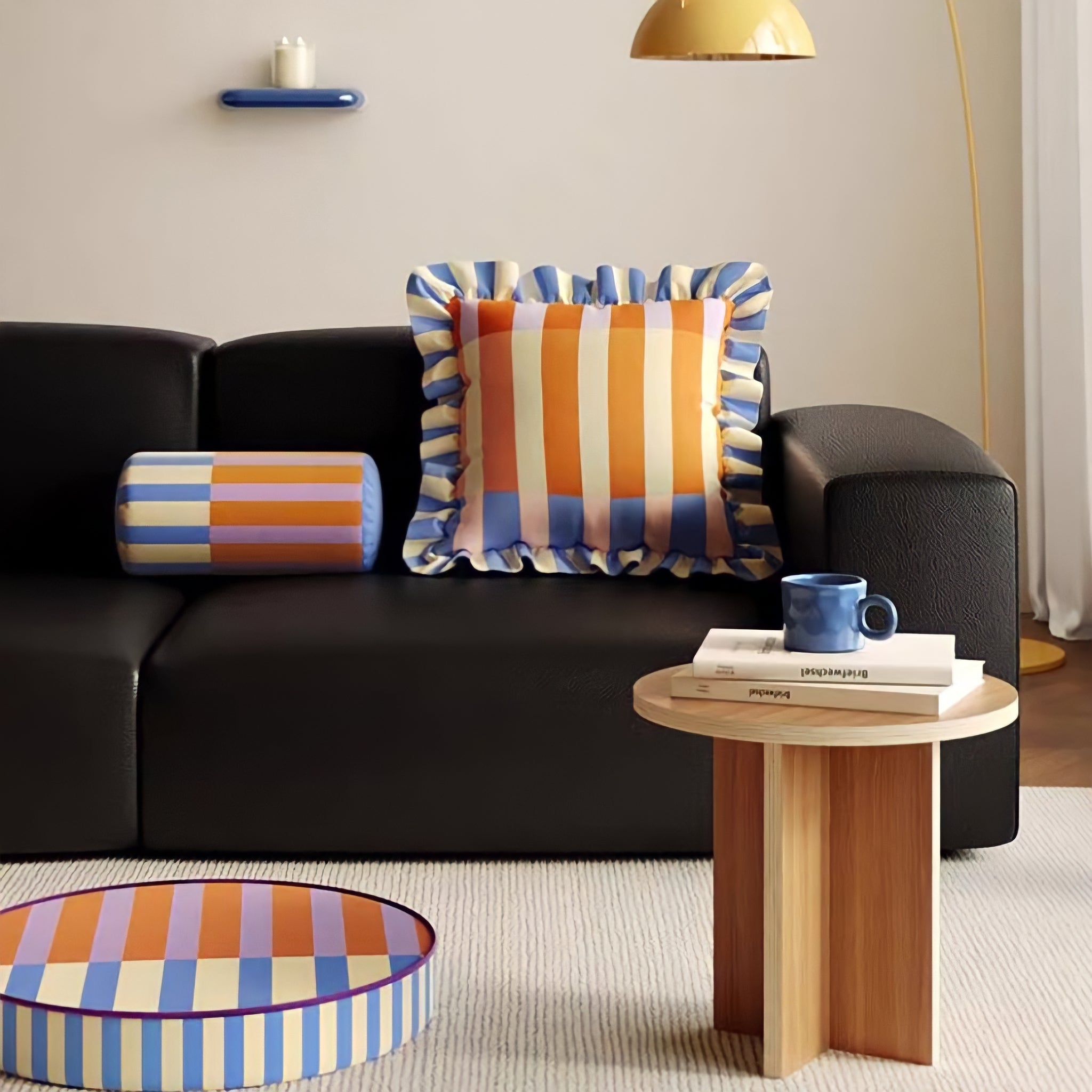 Colorful Striped Frill Cushion