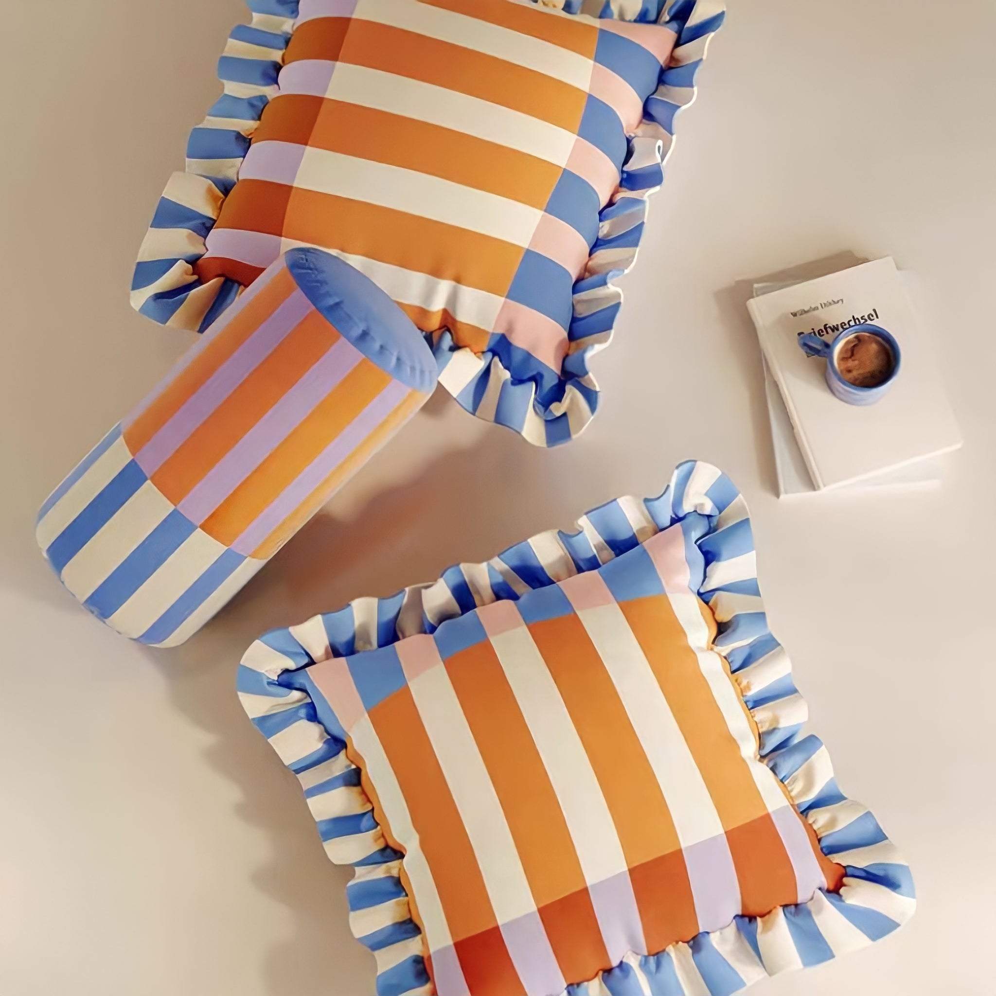 Colorful Striped Frill Cushion