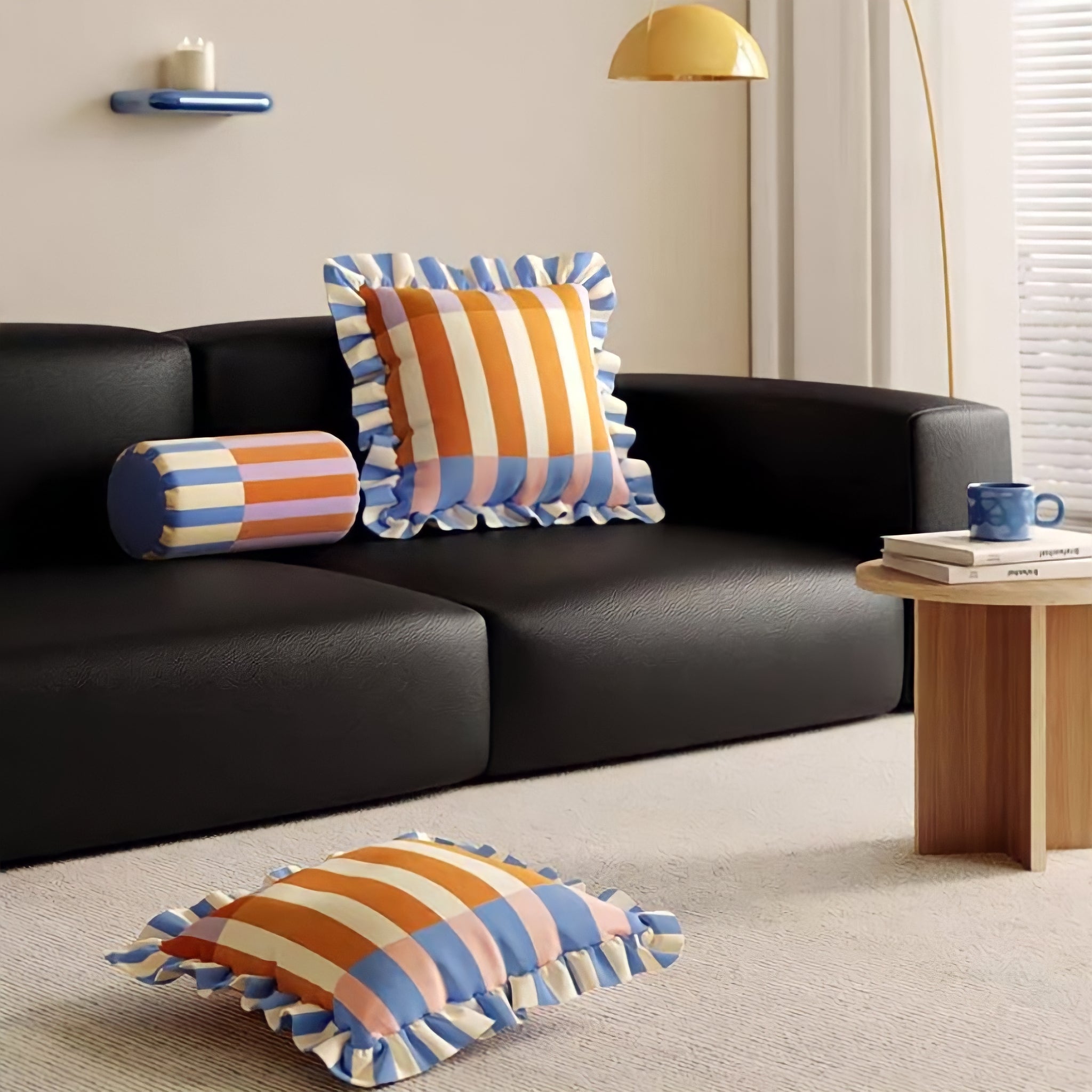 Colorful Striped Frill Cushion