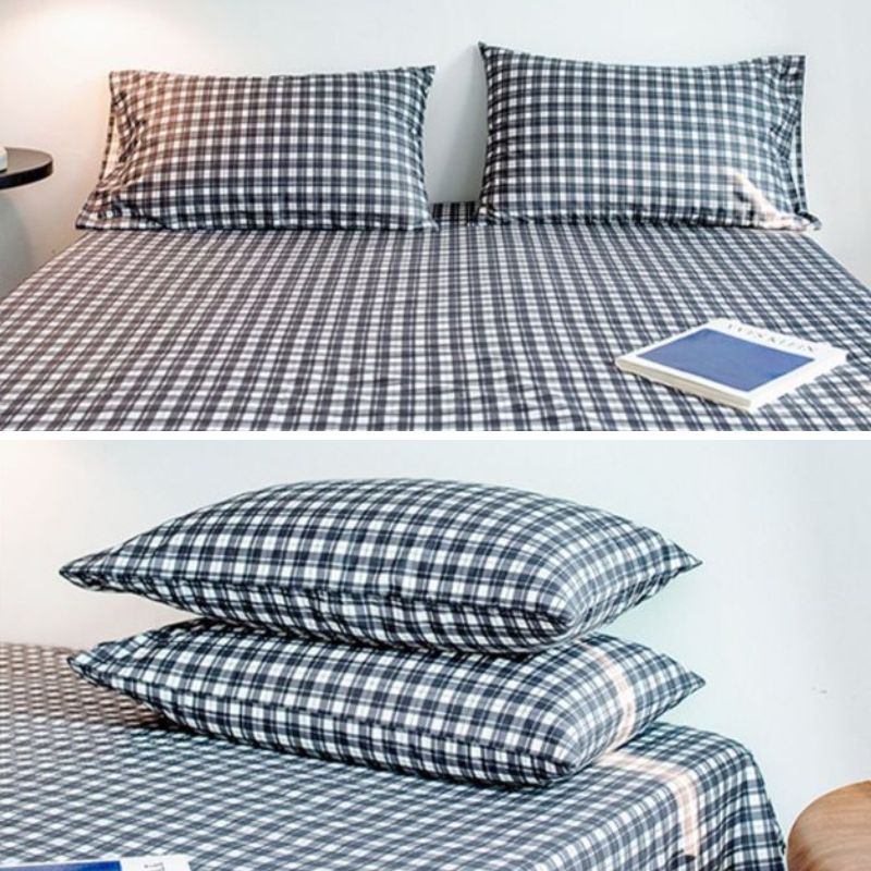 シンプルチェック柄コットン枕カバー2枚セット kocol