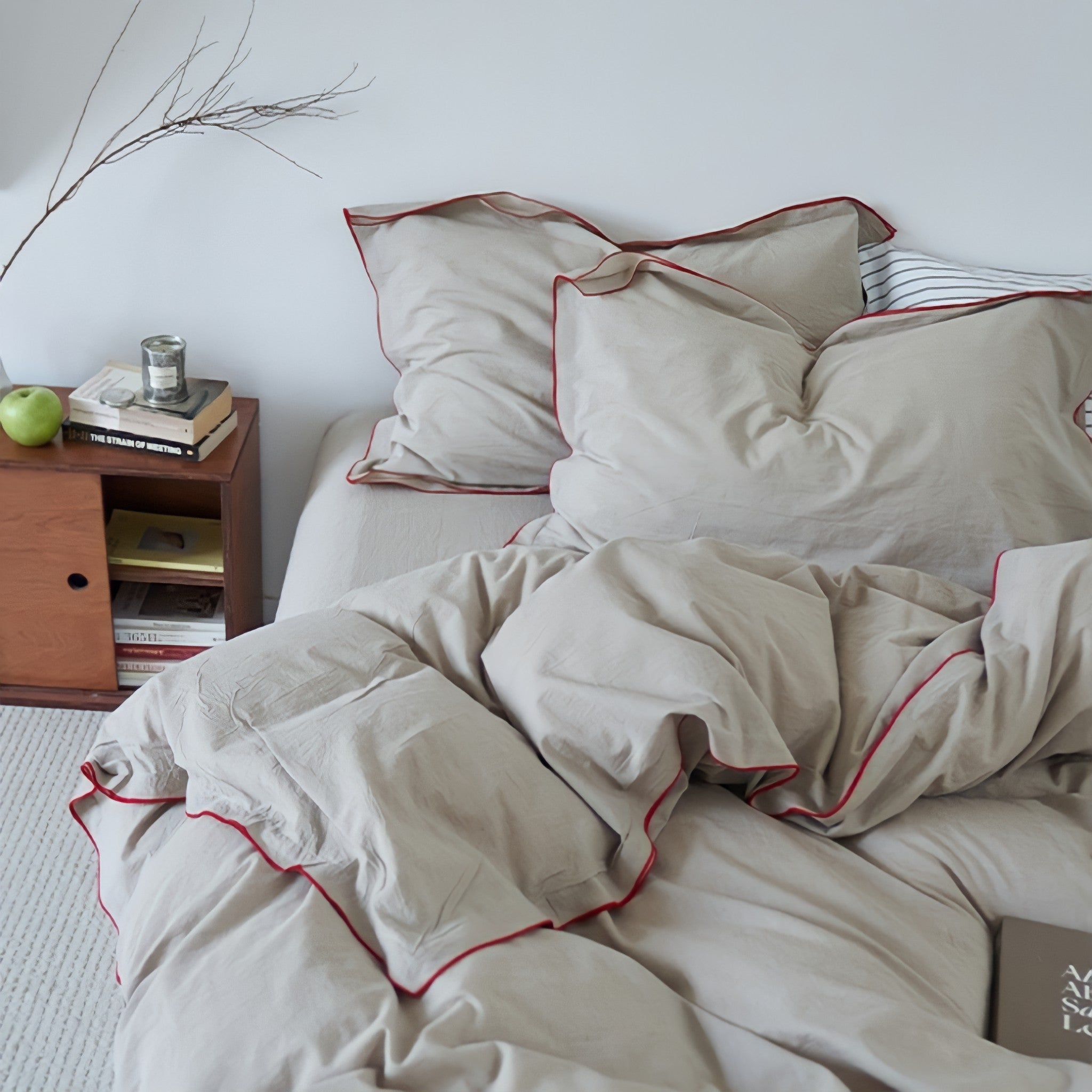 パイピングウォッシュドコットン寝具セット 