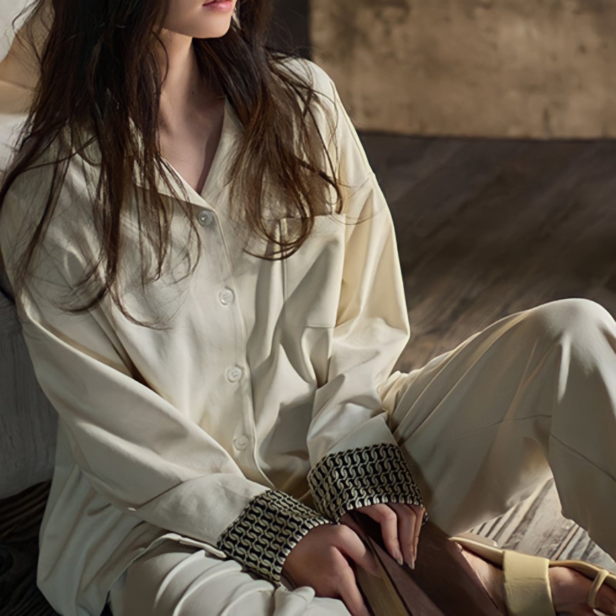 Modal cotton patterned sleeve pajamas