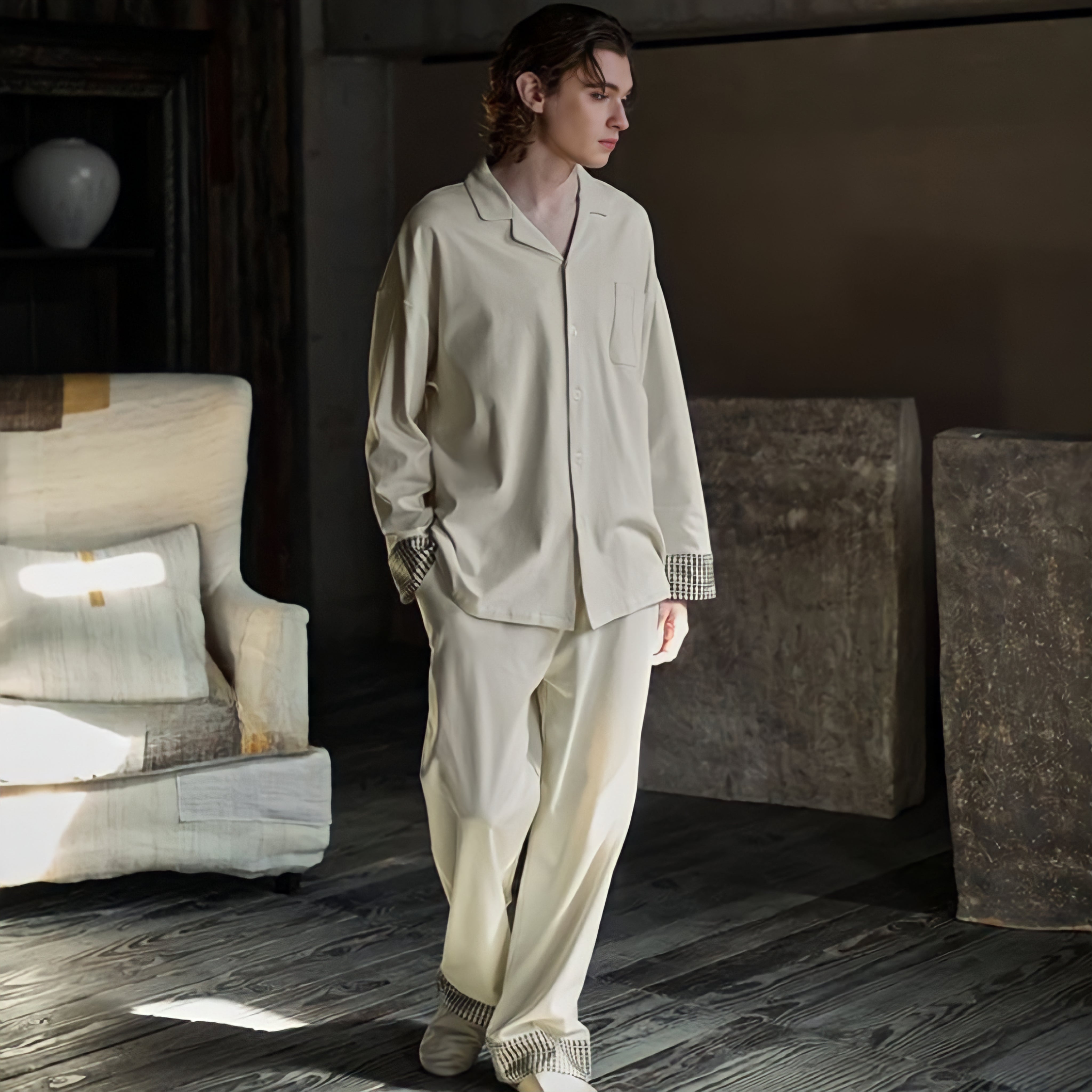 Modal cotton patterned sleeve pajamas