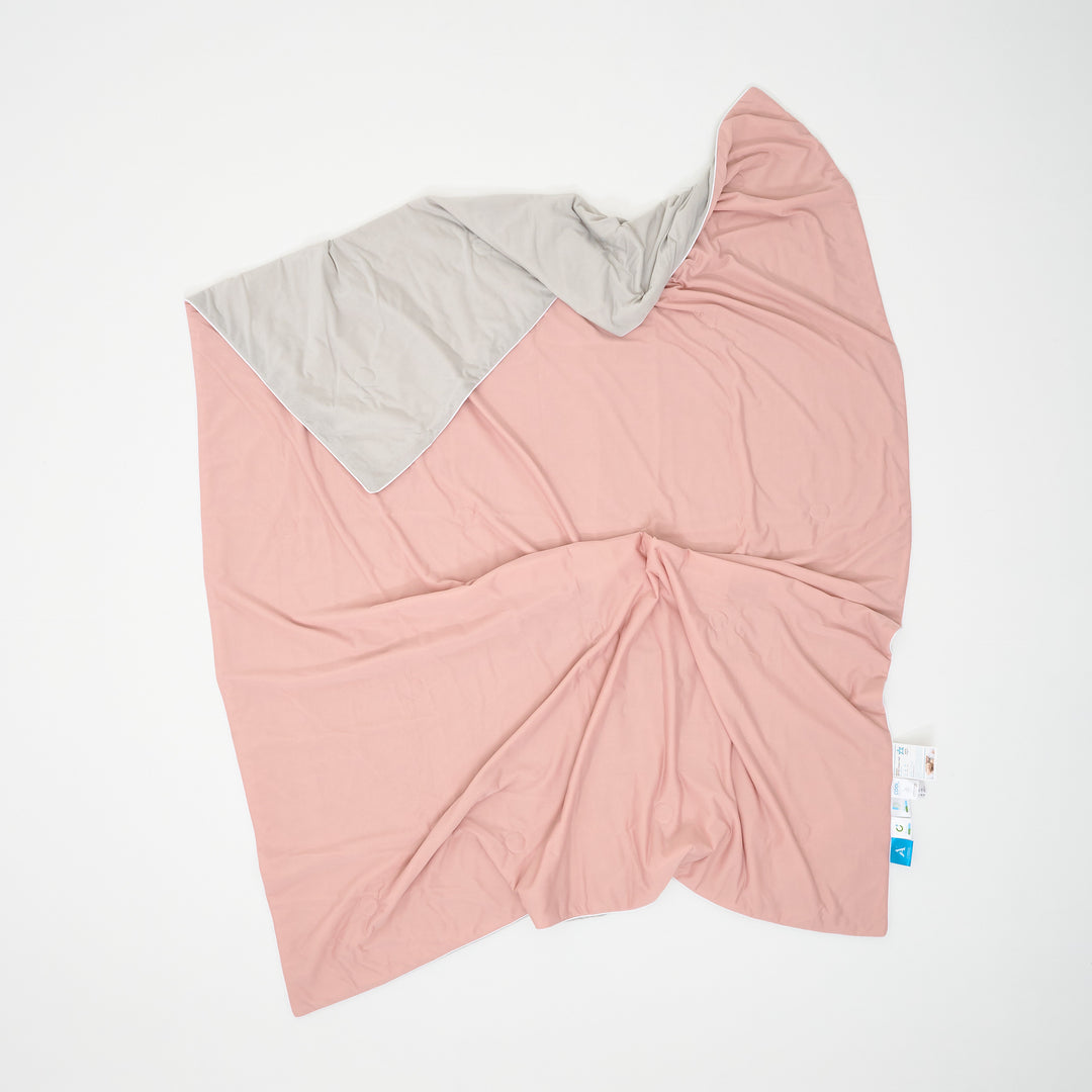 Colorful W-Color Antibacterial Cool Blanket, Pink And Gray