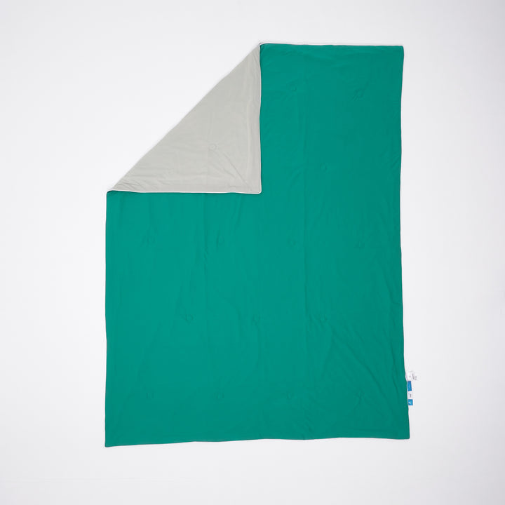 Colorful W-Color Antibacterial Cool Blanket, Dark Green And Gray