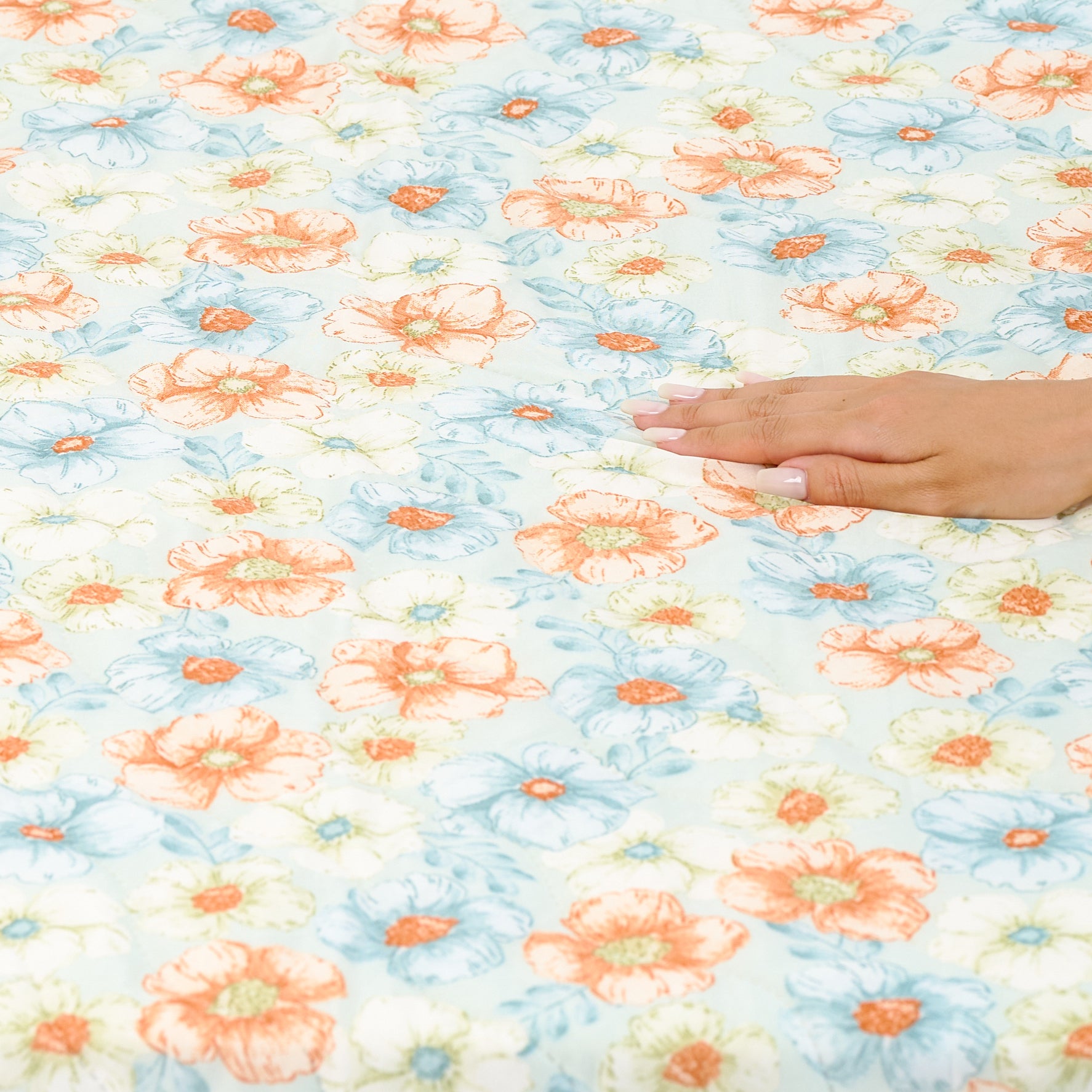 Double Color Cool Quilt Colorful Flowers