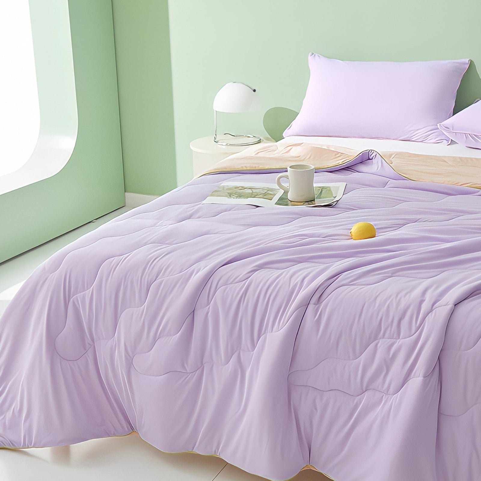 Soft color antibacterial cooling blanket Yellow purple