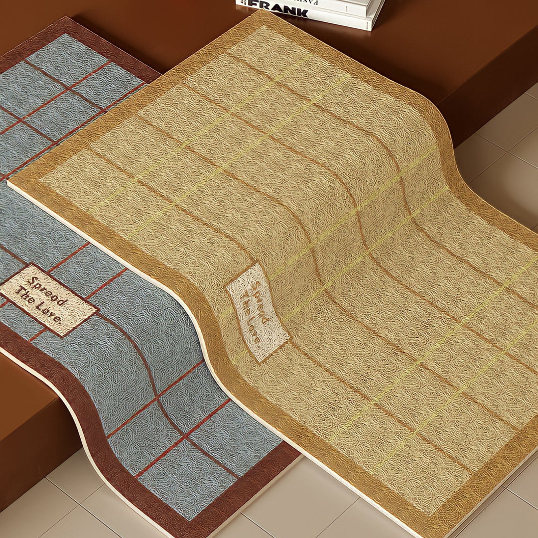 ACADEMIC CHECK DOOR MAT YELLOW