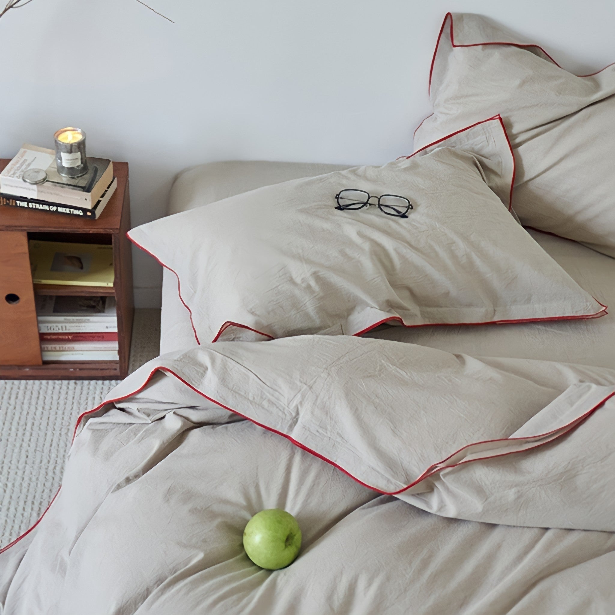 パイピングウォッシュドコットン寝具セット 