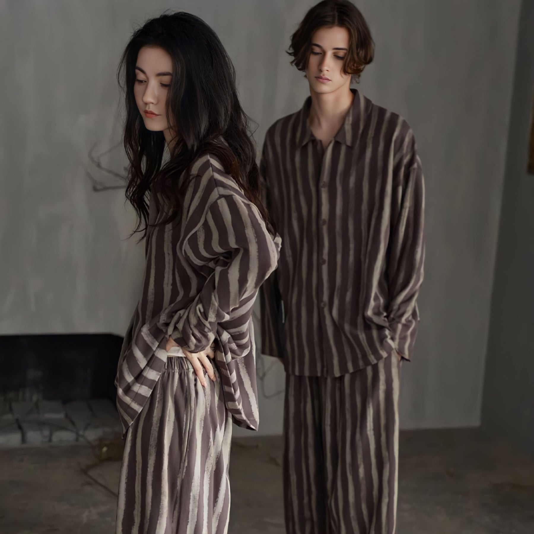Soft Cotton Big-Pocket Striped Pajamas