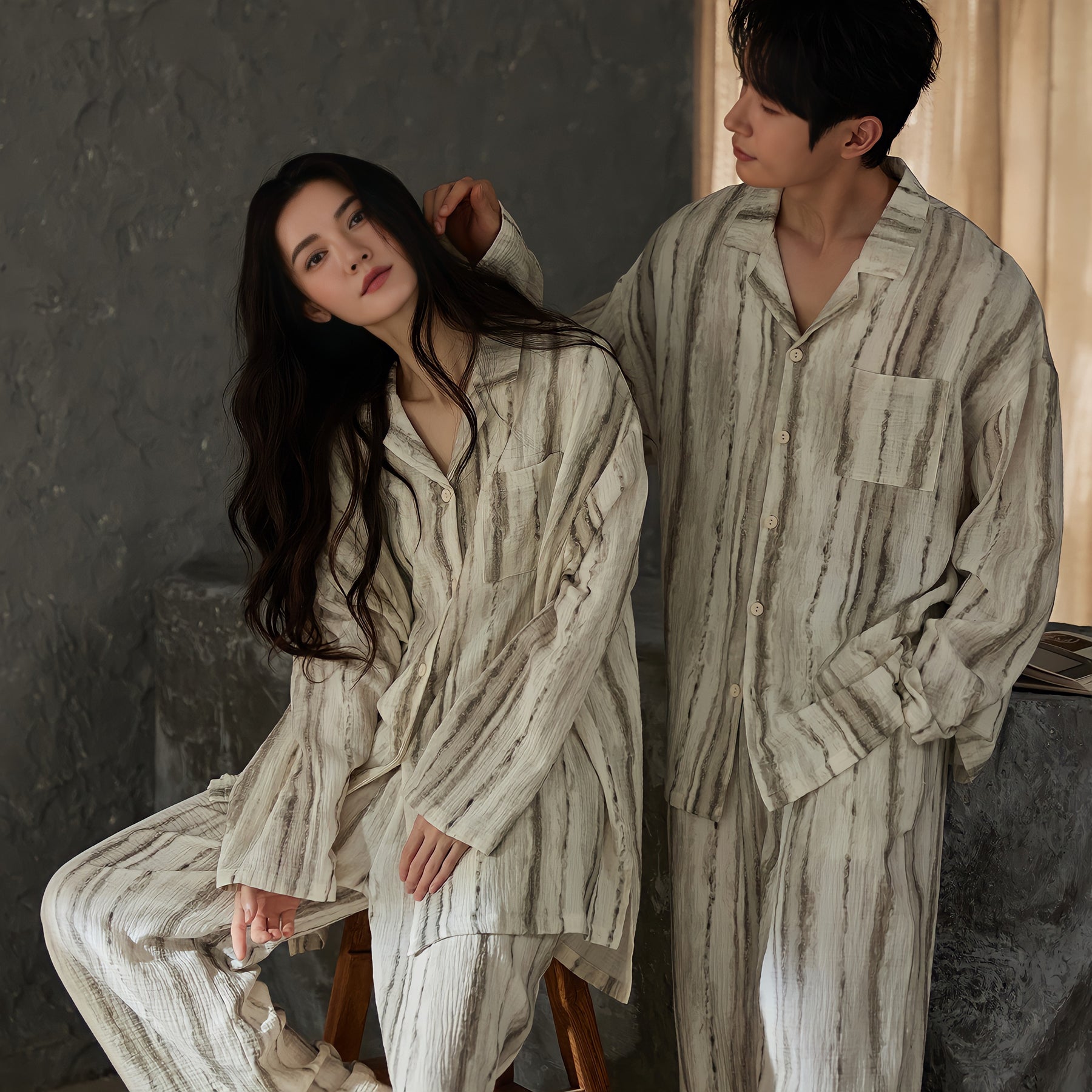 Subtle Stripe Cotton Gauze Pajamas