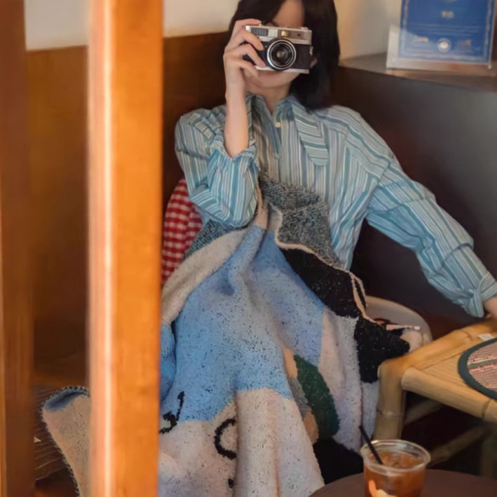 レトロチェアデザインニットブランケット