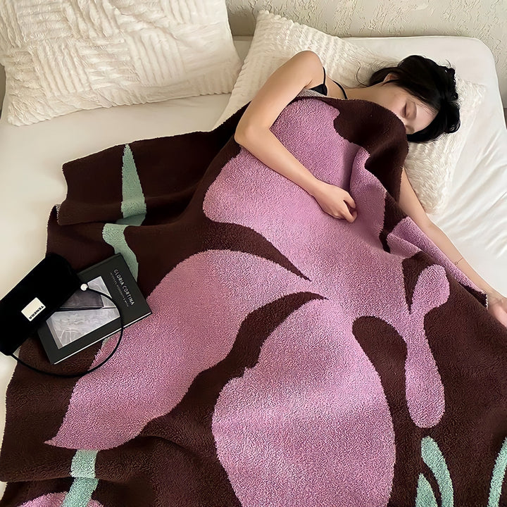 ビッグフラワーニットブランケット
