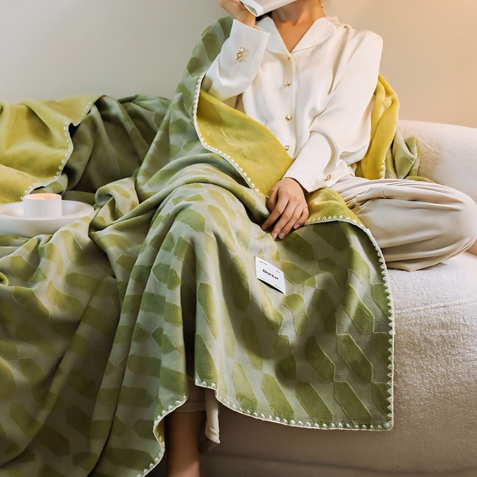 立体柄カラフルフリースブランケット 