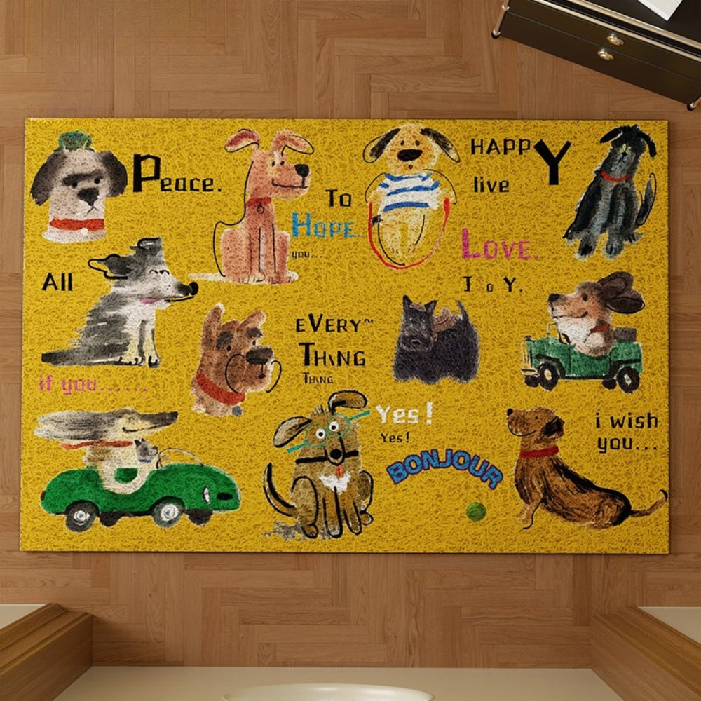 ドッグスケッチドアマット イエロー