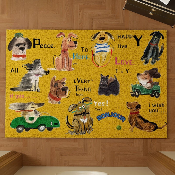 ドッグスケッチドアマット イエロー