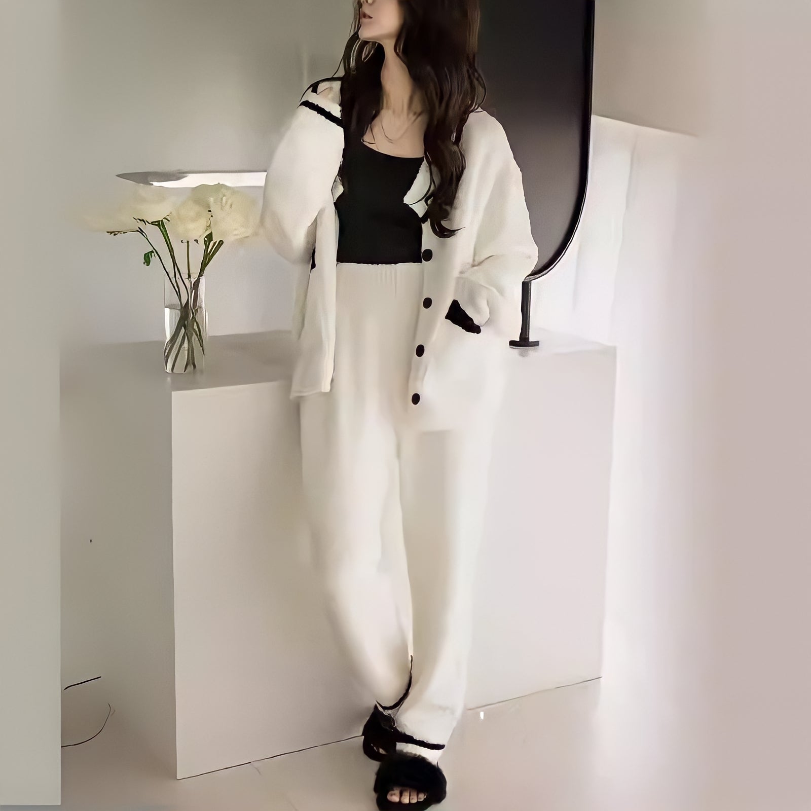 ふわもこブラックラインルームウェア