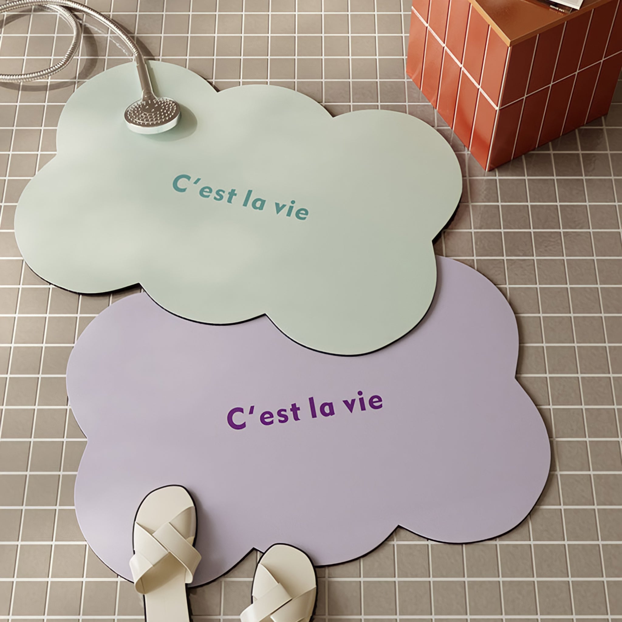 Scallop Macaron Color Bath Mat