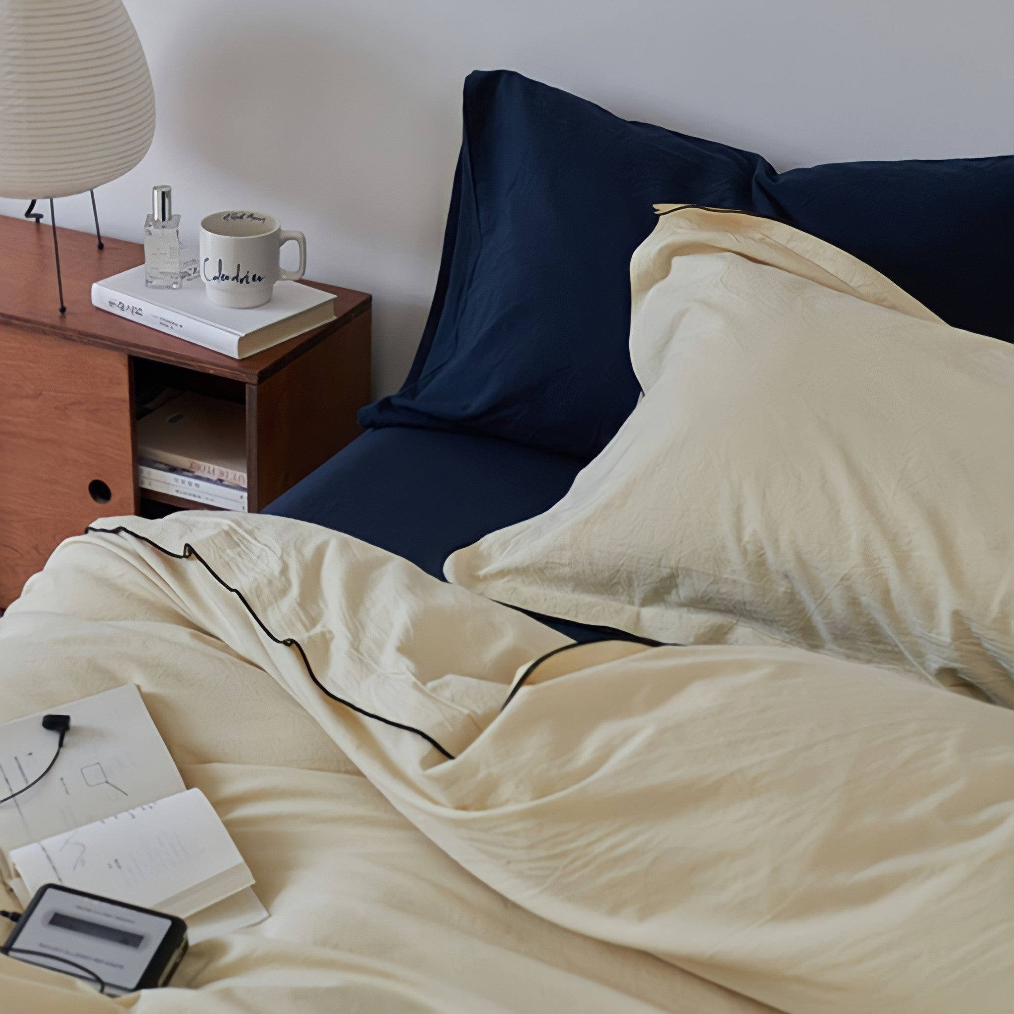 パイピングウォッシュドコットン寝具セット 