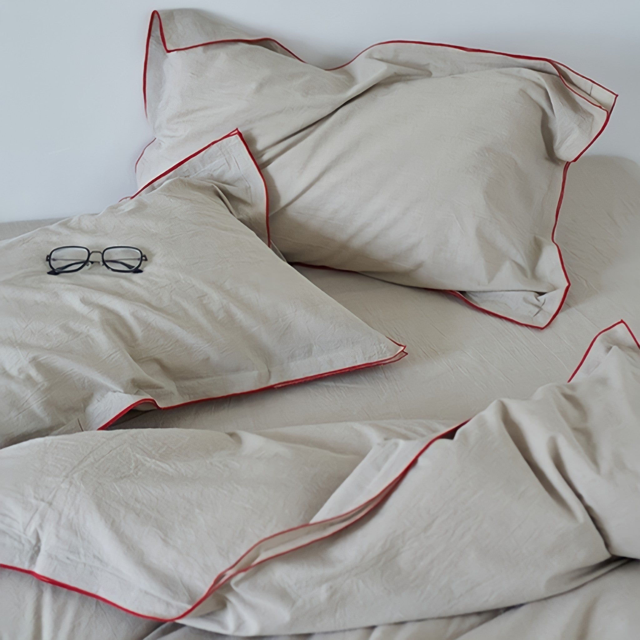 パイピングウォッシュドコットン寝具セット 