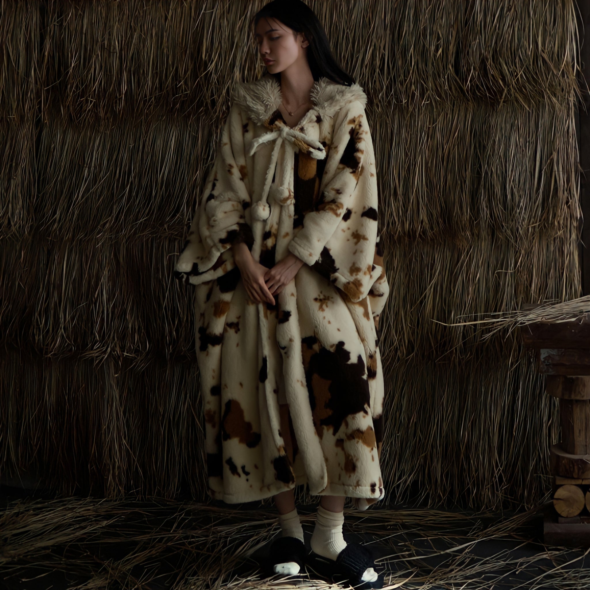 カウパターンふわもこロングケープ