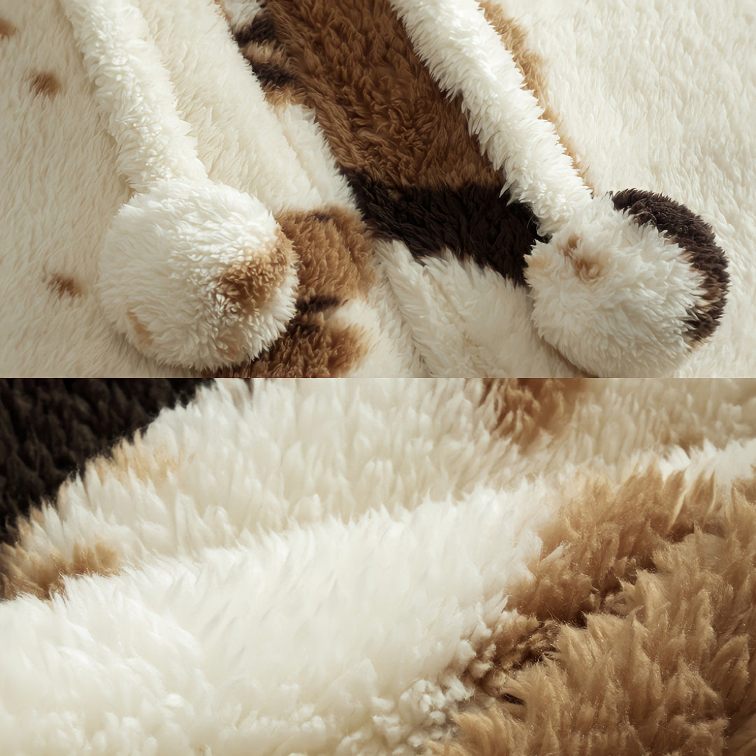 Fluffy cow pattern long cape 