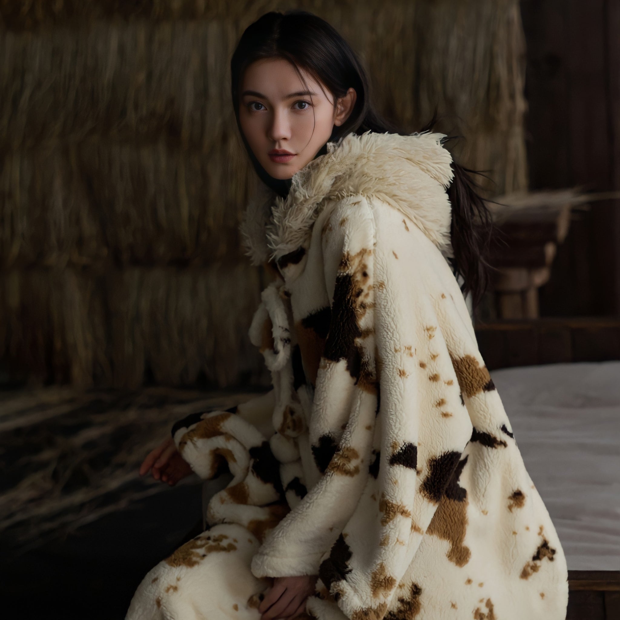 カウパターンふわもこロングケープ