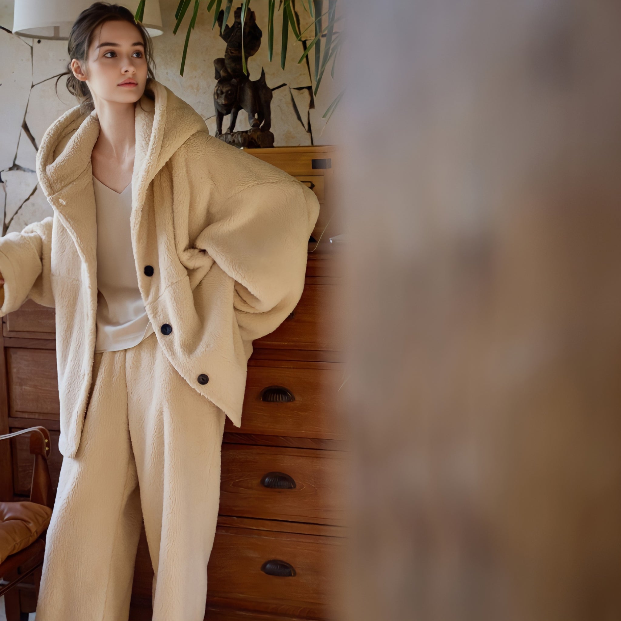 ふわもこフーディービッグシルエットルームウェア