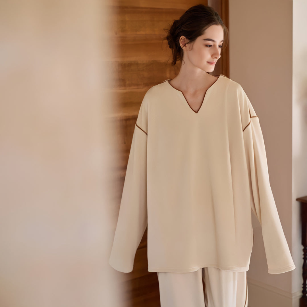 Smooth fleece piping loungewear